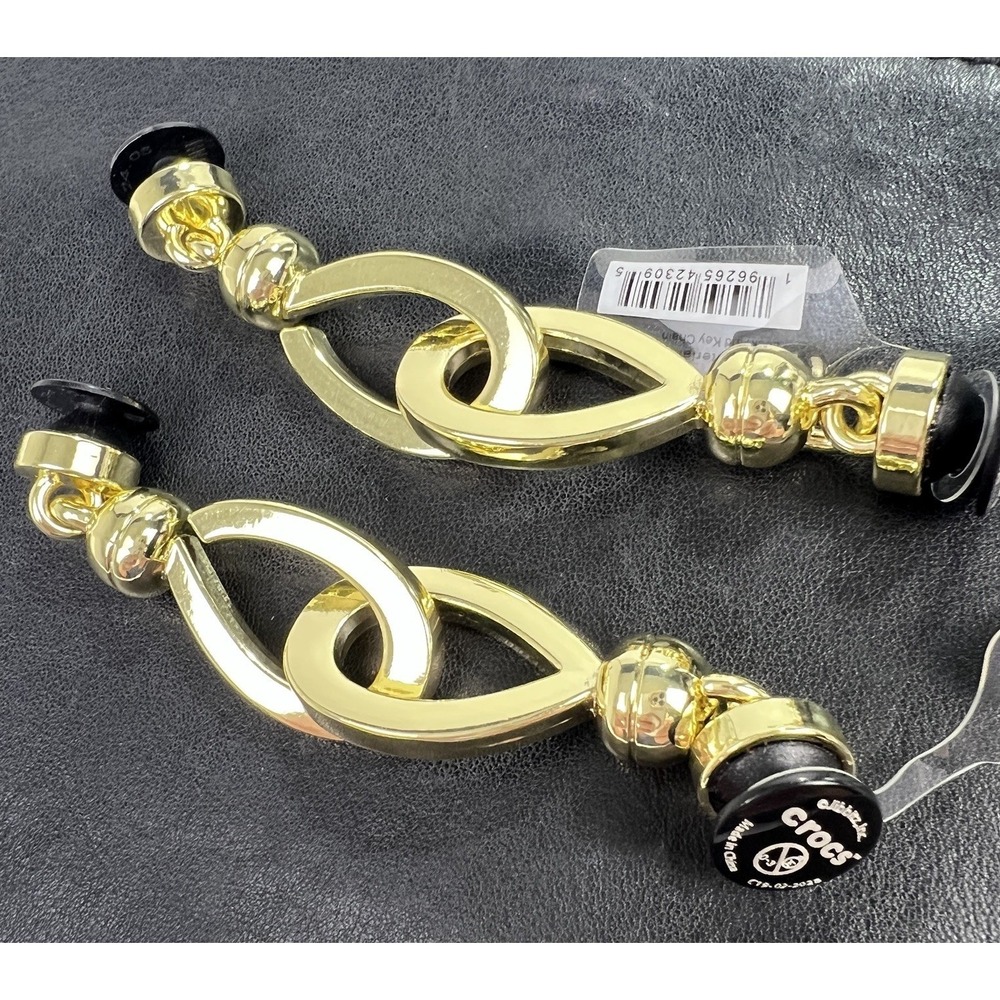Crocs Jibbitz Lock And Key Chains Gold Tone Shoe Charms Set Of 2 NWT Infinity - Picture 4 of 8